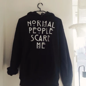 AHS hoodie - Superskön hoodie med citat från american horror story. Köpt på Amazon för flera år sedan, använt några gånger. Storlek M men stor i storleken, även snyggt som oversize. 