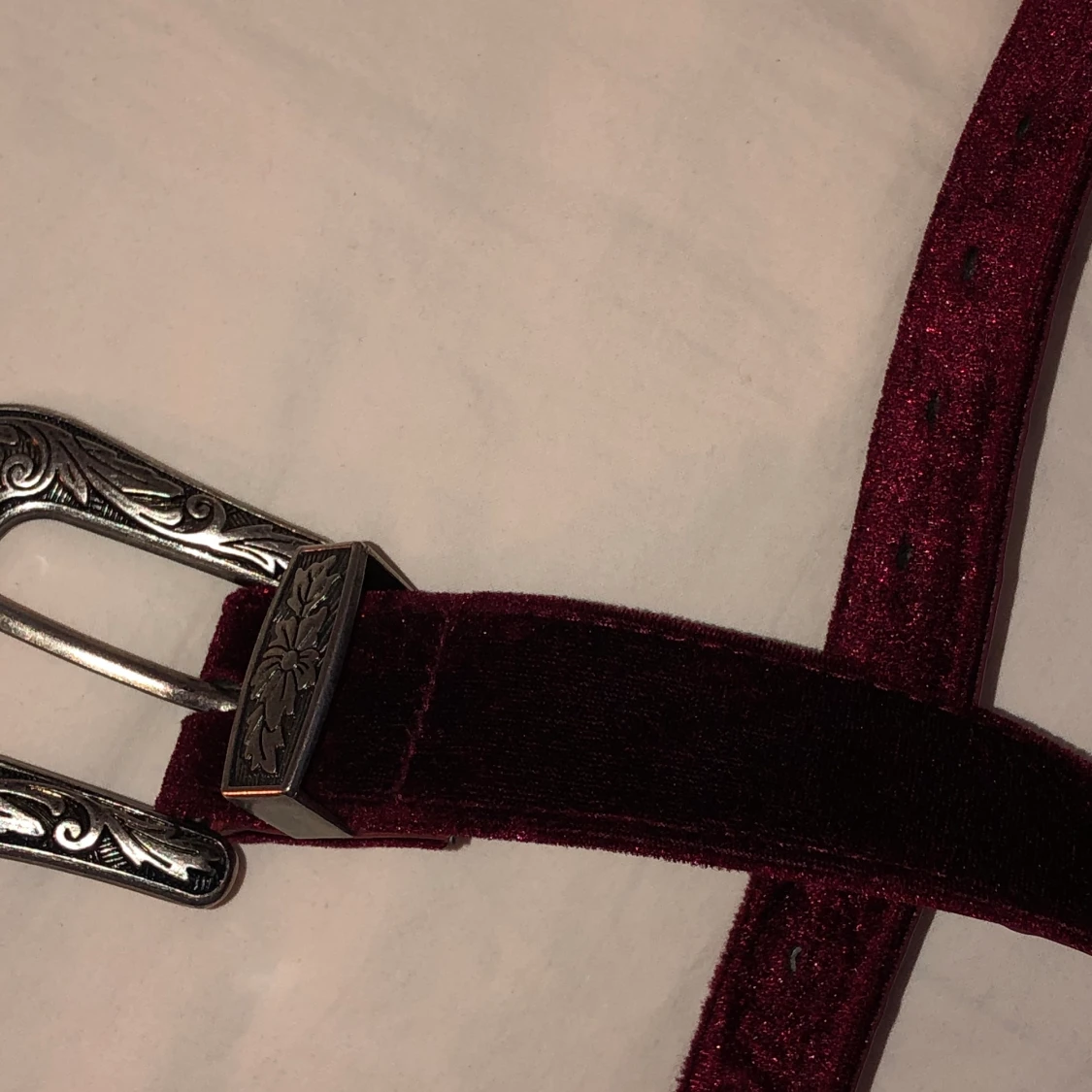 Vinrött bälte velvet - 91