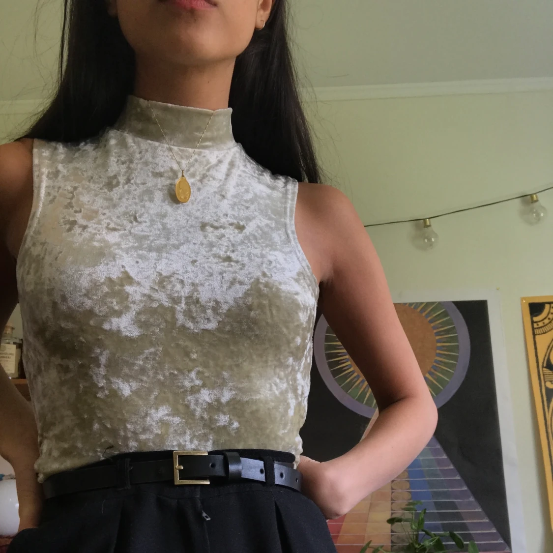  topp i krossad imitationssammet 