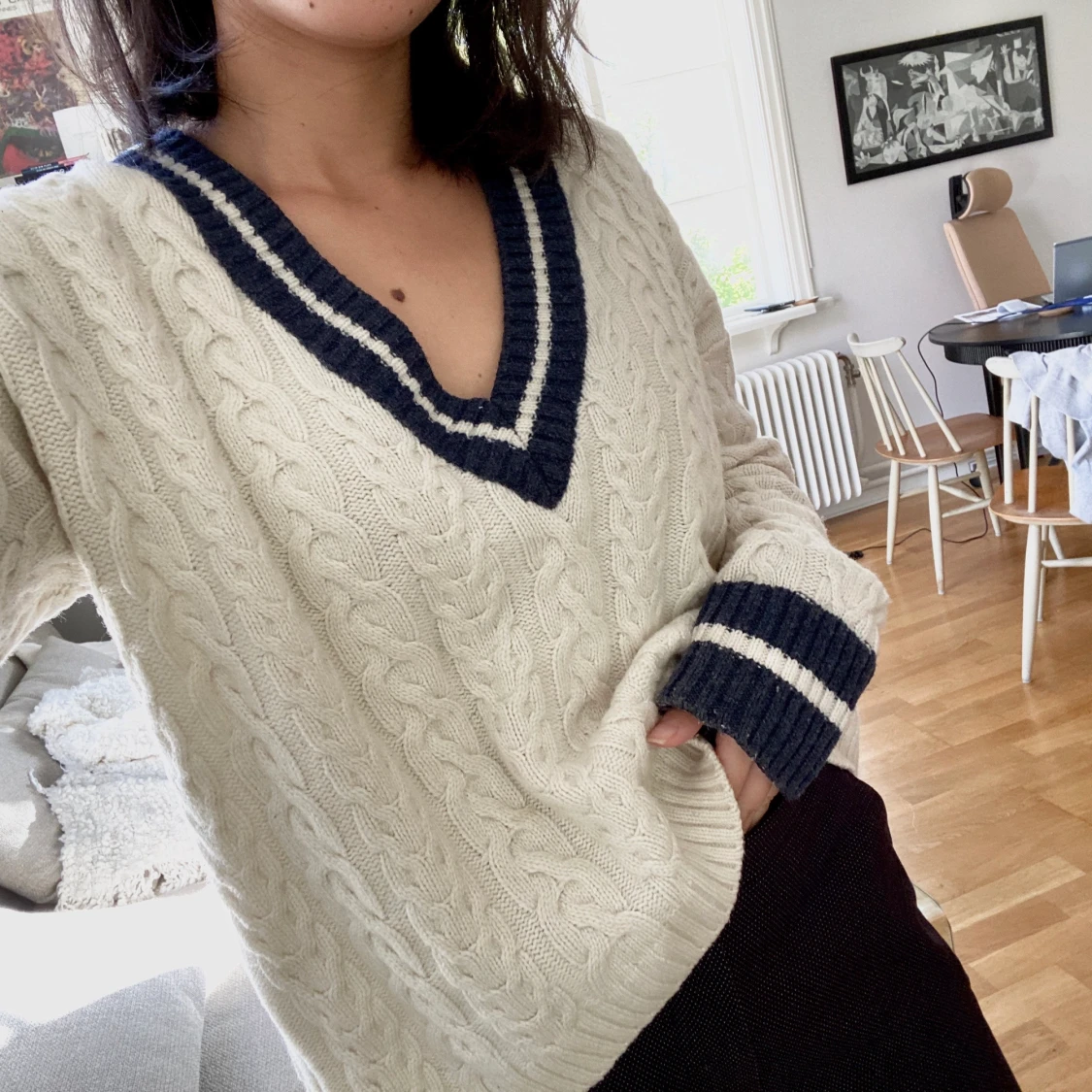 Kabelstickad v-ringad pullover från H&M, slutsåld!  - 91