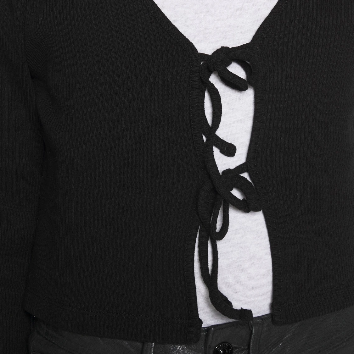 Svart tie front cardigan - 90