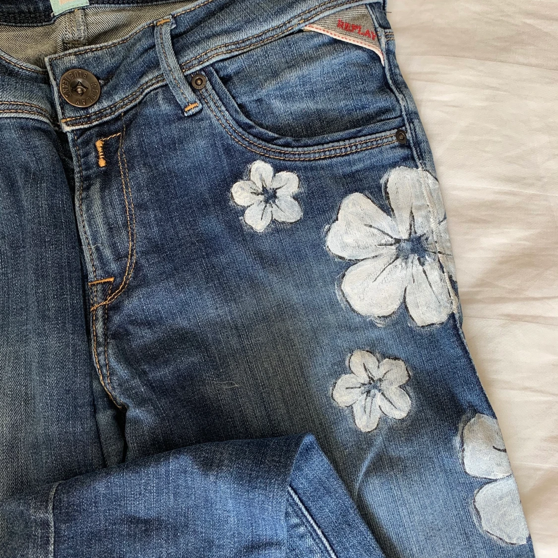 Replay jeans med handmålat tryck - 91