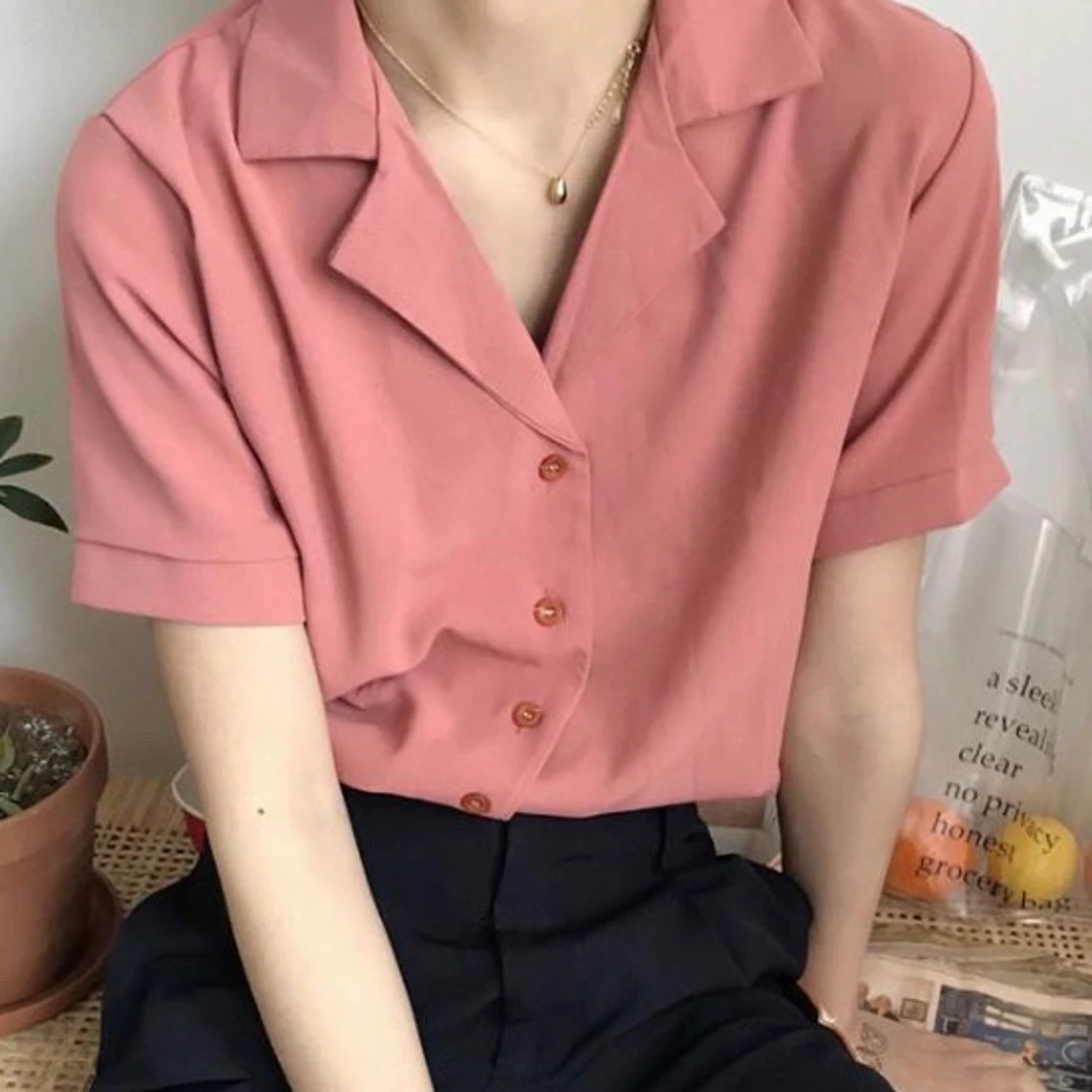 🍑 snygg rost-rosa skjorta 🍑