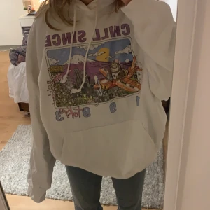 Brandy hoodie - Knappt använd, jättefin brandy melville hoodie! Köpt för ett tag sen men använd typ tre gånger. One size men ganska stor så skulle säga typ medium💕 säljer då den aldrig kommer till användning🤪 frakt tillkommer💕👊🏼