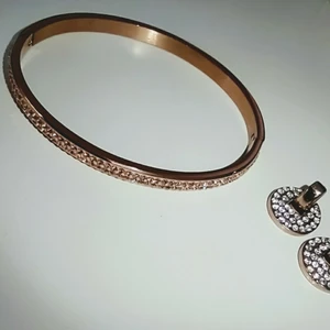 Armband och örhängen med stenar - Rosé guldpläterade örhängen och armband