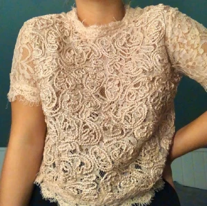 Zata spetstopp - Spetstopp från ZARA med dragkedja i ryggen .använd fatal gånger .så gott som ny.Storlek M skulle även passa S beroende på passform 