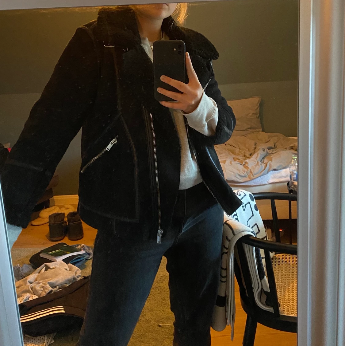 Bikerjacket i mocka  - 91