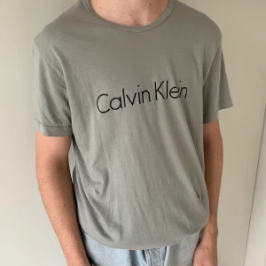 Grå CALVIN KLEIN T-shirt - Säljer denna gråa CALVIN KLEIN i storlek S. Fint skick, använd fåtal gånger. Spårbar frakt tillkommer på 63 kr
