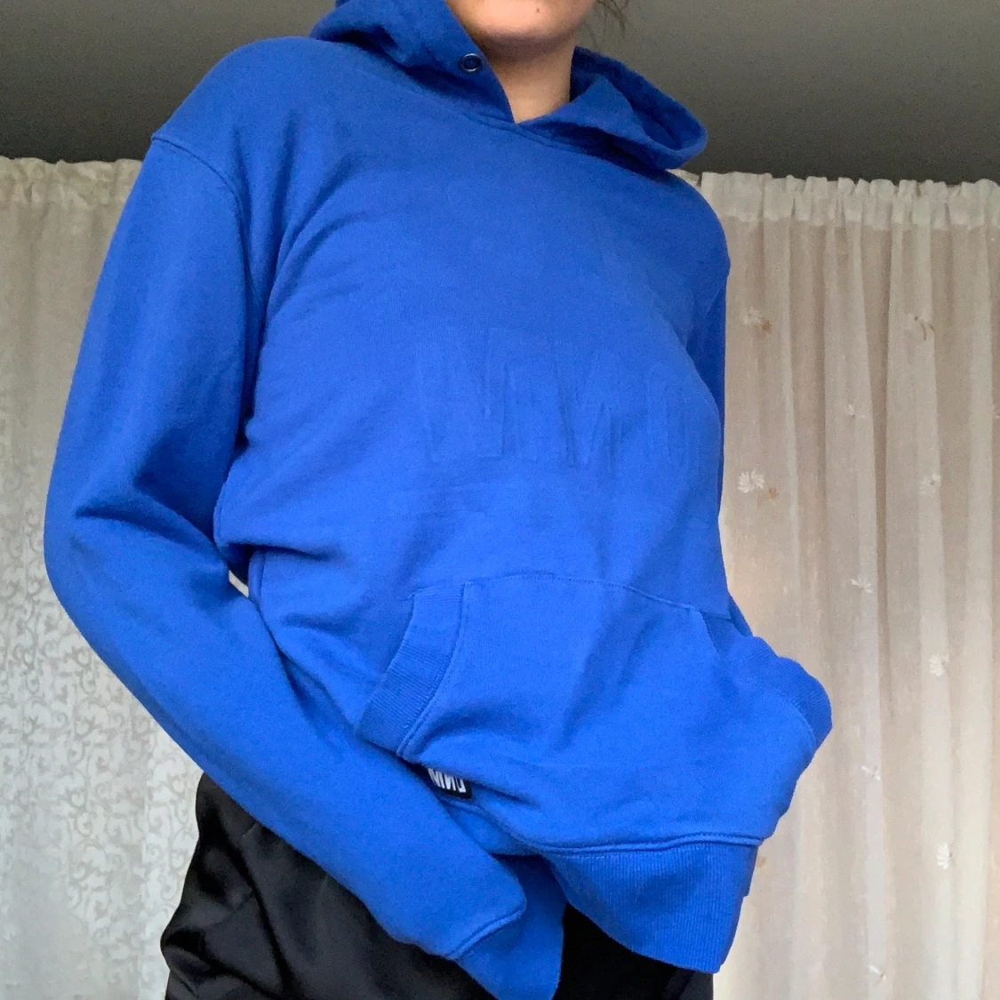 Oversized denim hoodie