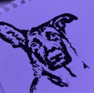 Djur eller annat i samma stil. - blockig stil med mycket svart