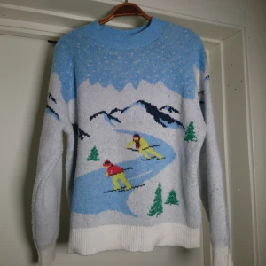 Vintertröja  - Stickad retrotröja med skidåkare och glitter och allt man kan önska! Från hm🌬️