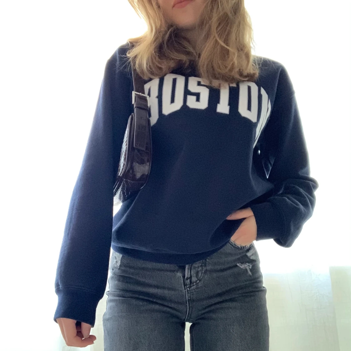 Mörkblå collegetröja  - 90