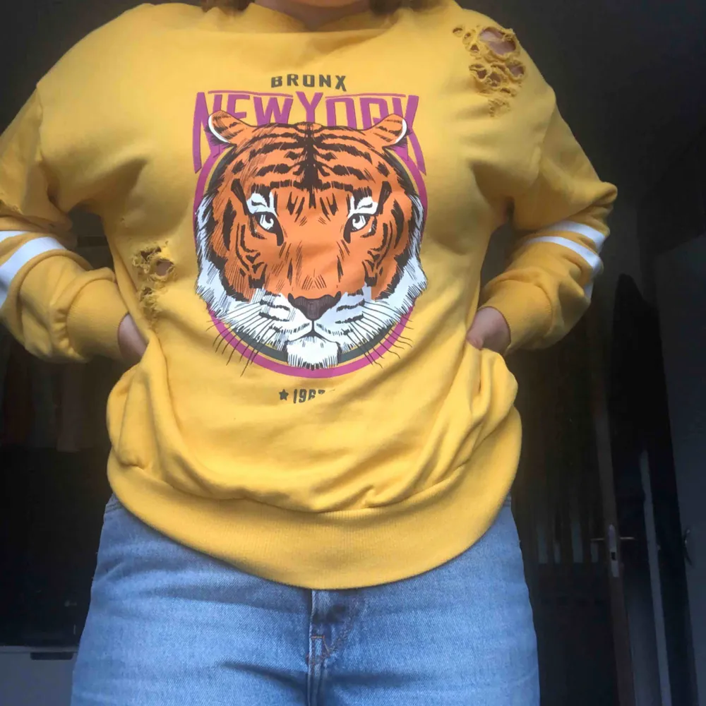 Säljer denna sweatshirt från Gina tricot pga använder aldrig, det är hål i men det är meningen 😊kan mötas upp i Stockholm!. Hoodies.