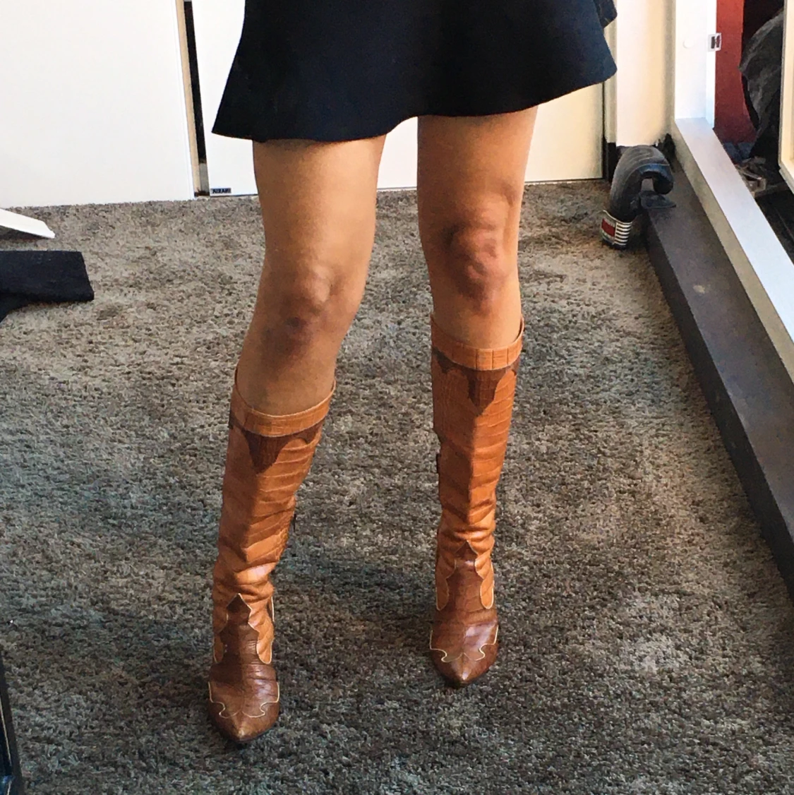 Beige/cognac skinnstövel