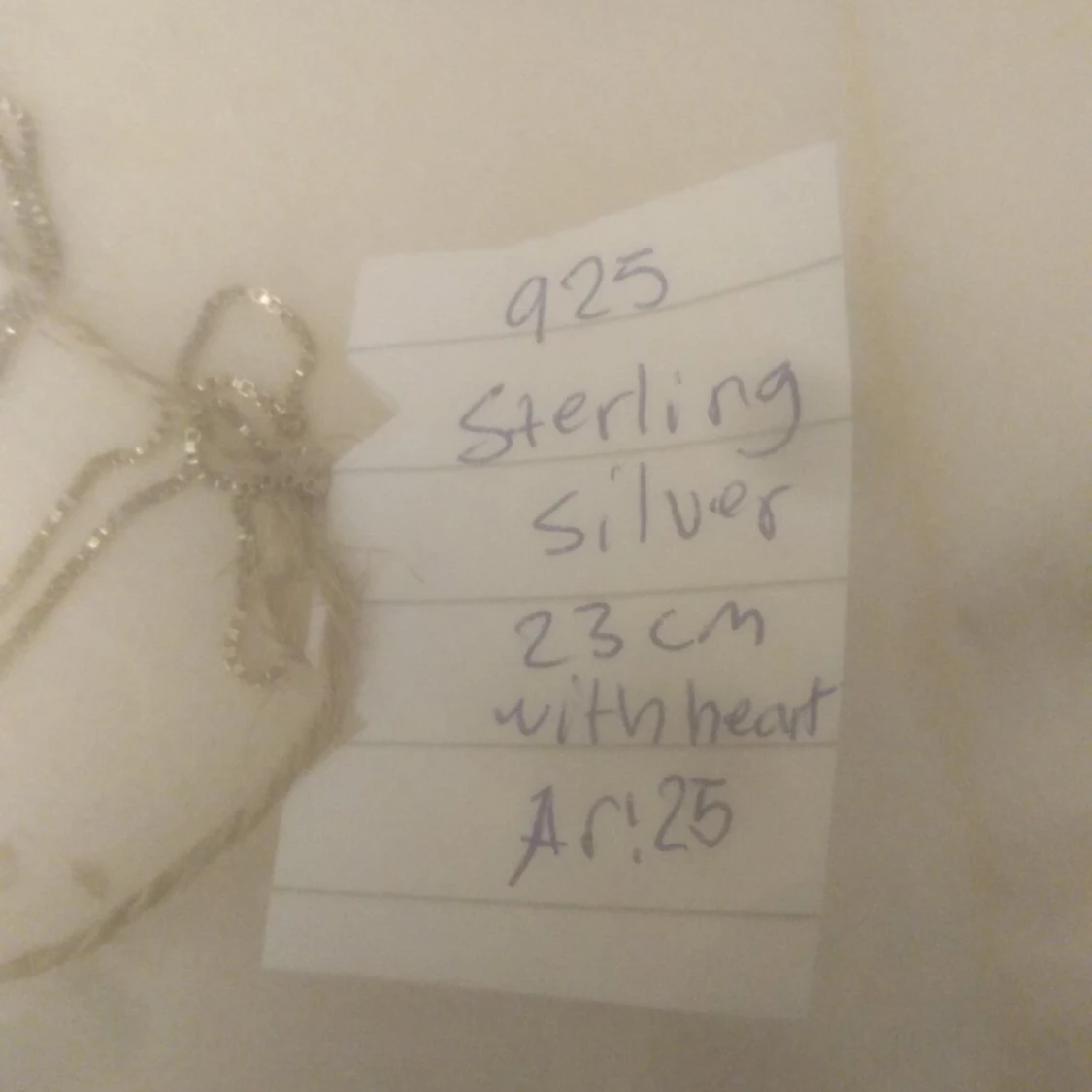 Silver chain necklace with heart pendent. Sterling silver 925.  - 91