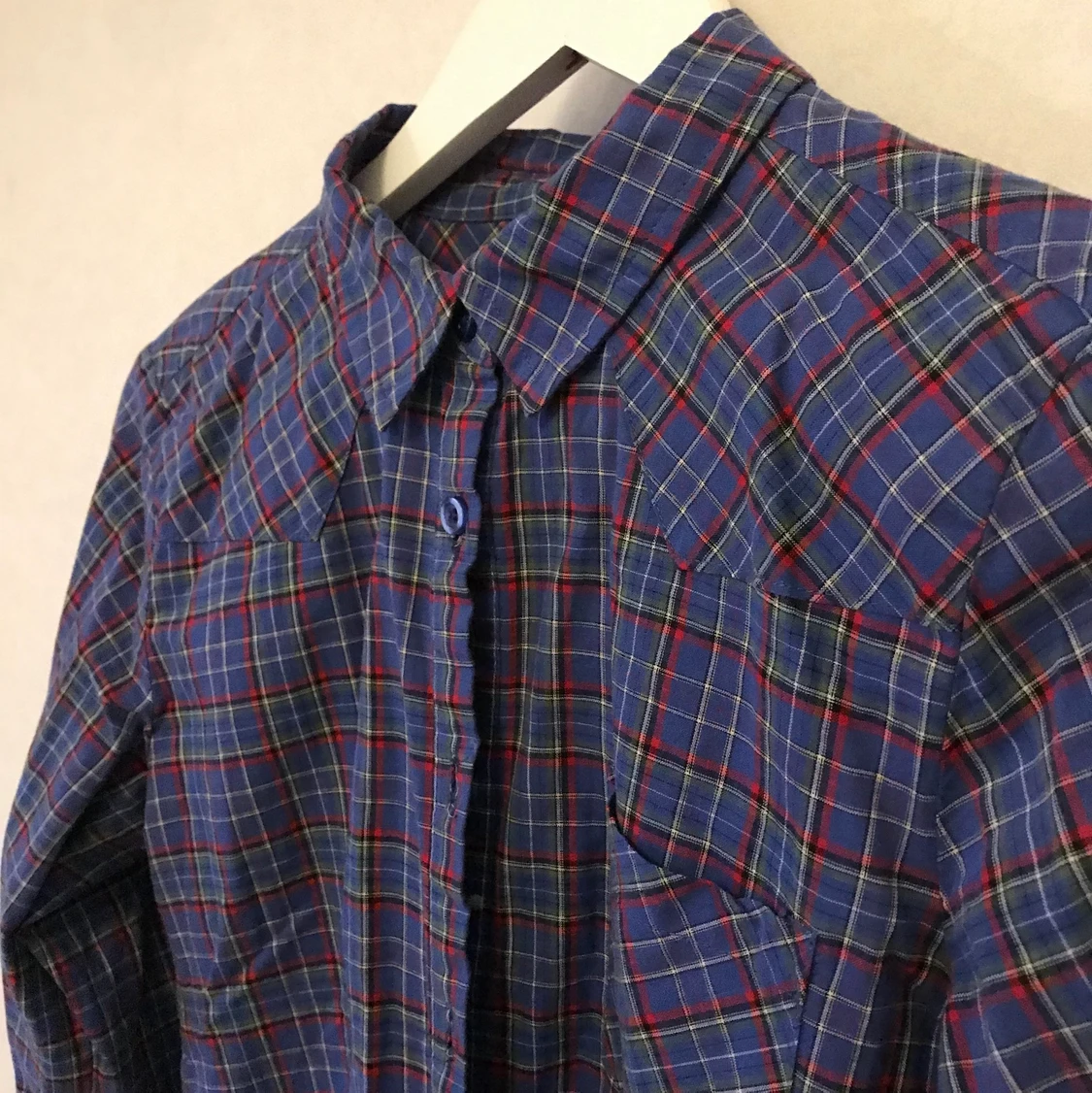 Rutig blå skjorta, 100% bomull, 36 - 90