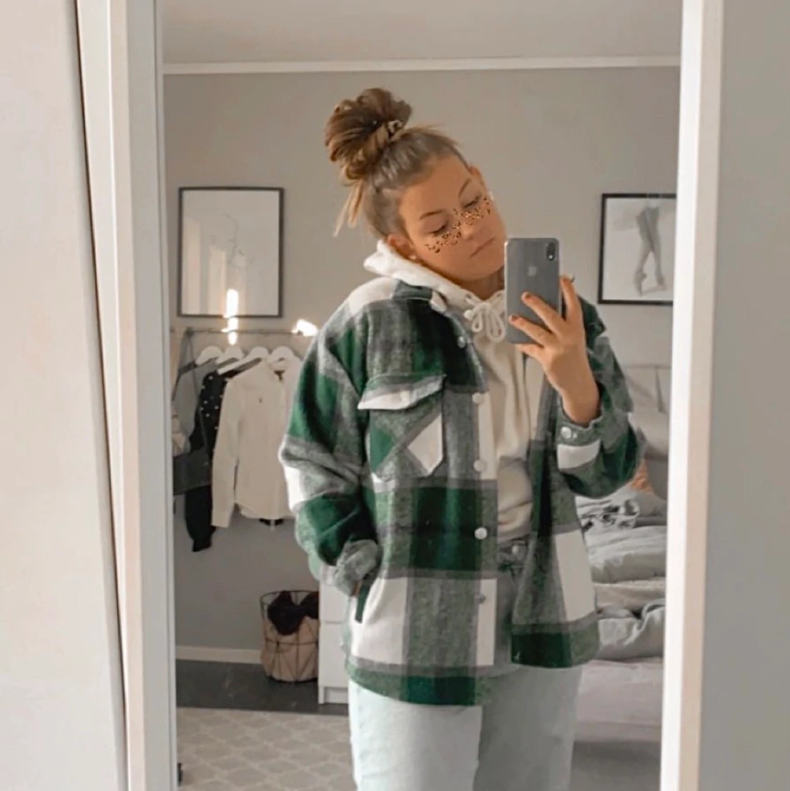 Grön rutig jacka  - 90