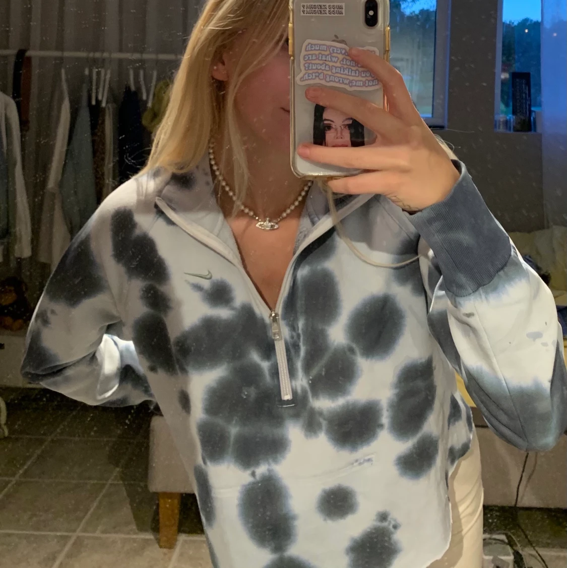 Tie dye Nike half zip tröja - 90