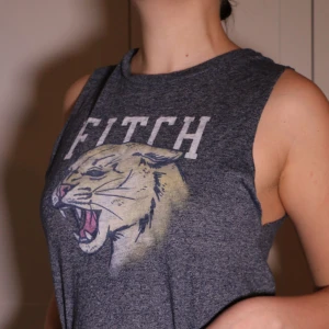  - Linne från Abercrombie & Fitch! Gammal modell, använd max 2-3 gånger. Mörkblå melerad med tryck.  Kan mötas i Stockholm, annars står köparen för eventuell frakt.