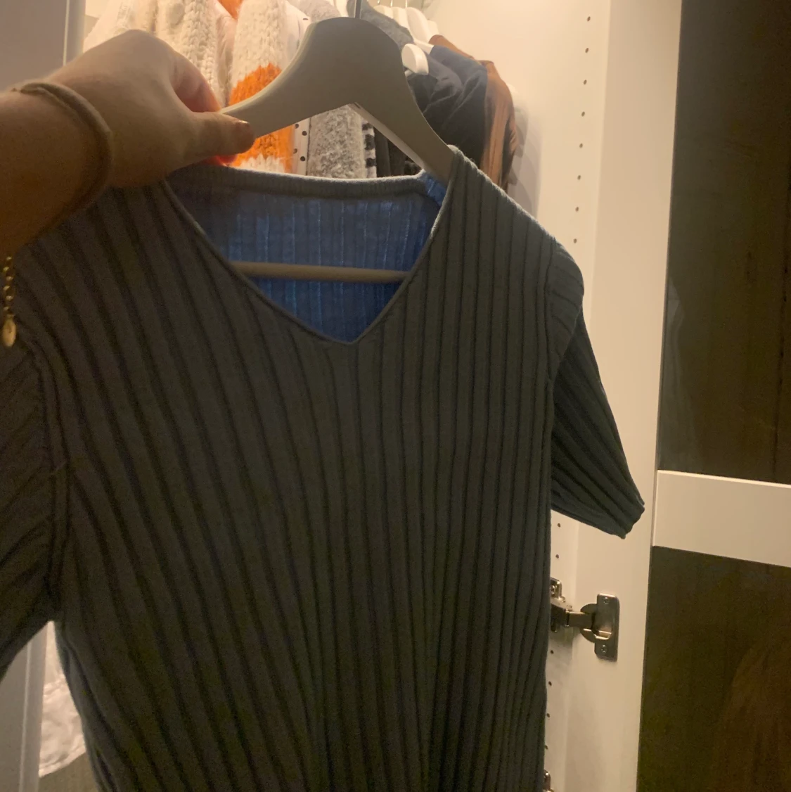 Blå ribbstickad tröja 💜 - 91