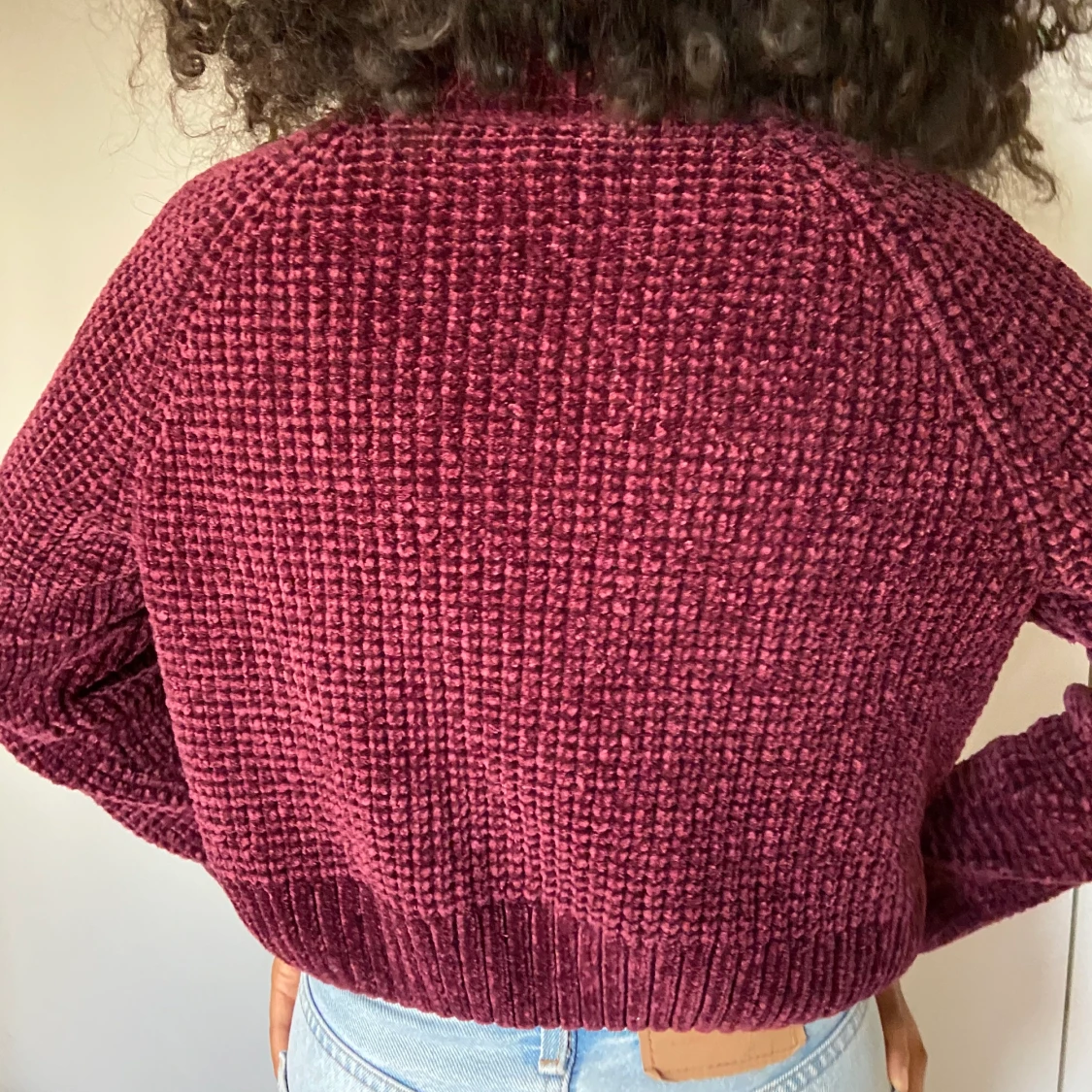 vinröd stickad tröja - 90
