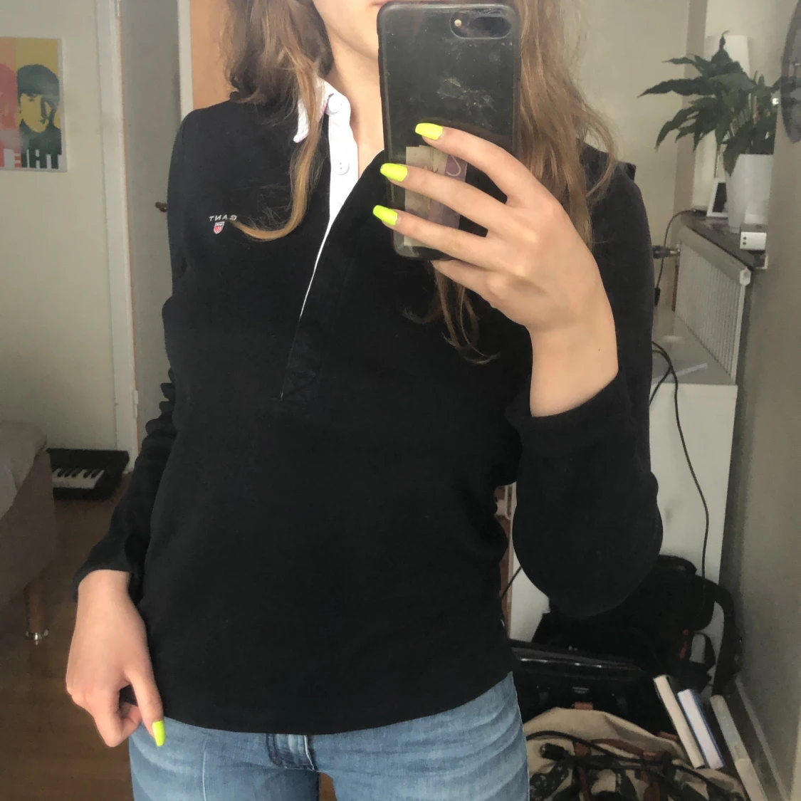 Marinblå Gant piké, st S