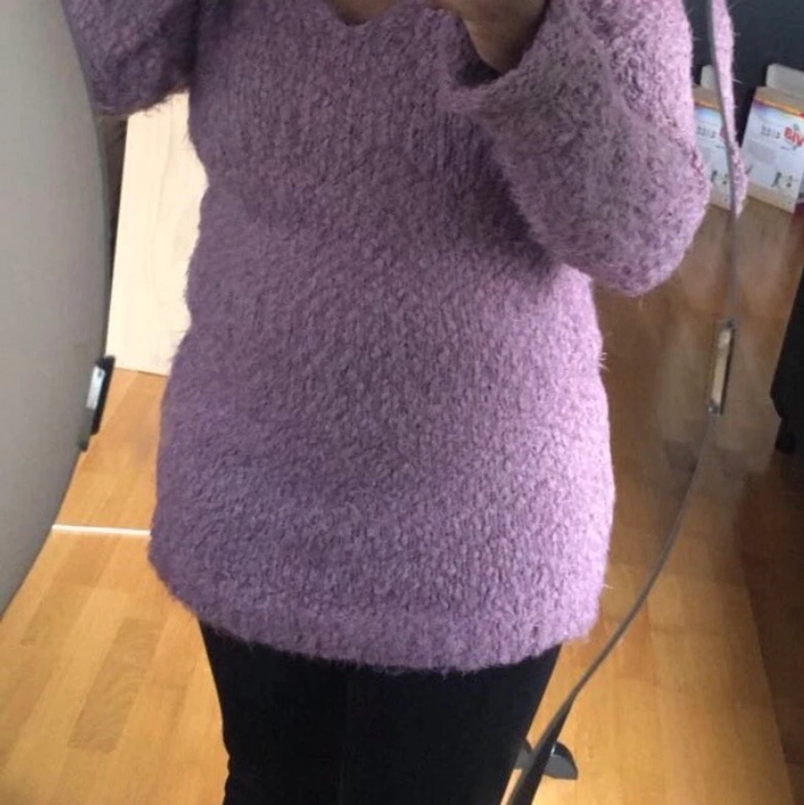 Lila stickad tunn klänning - 90