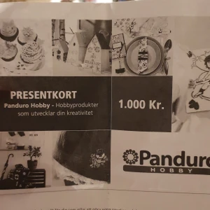 Presentkort ifrån Panduro - Säljer för 850 kr, dess värde är 1000kr