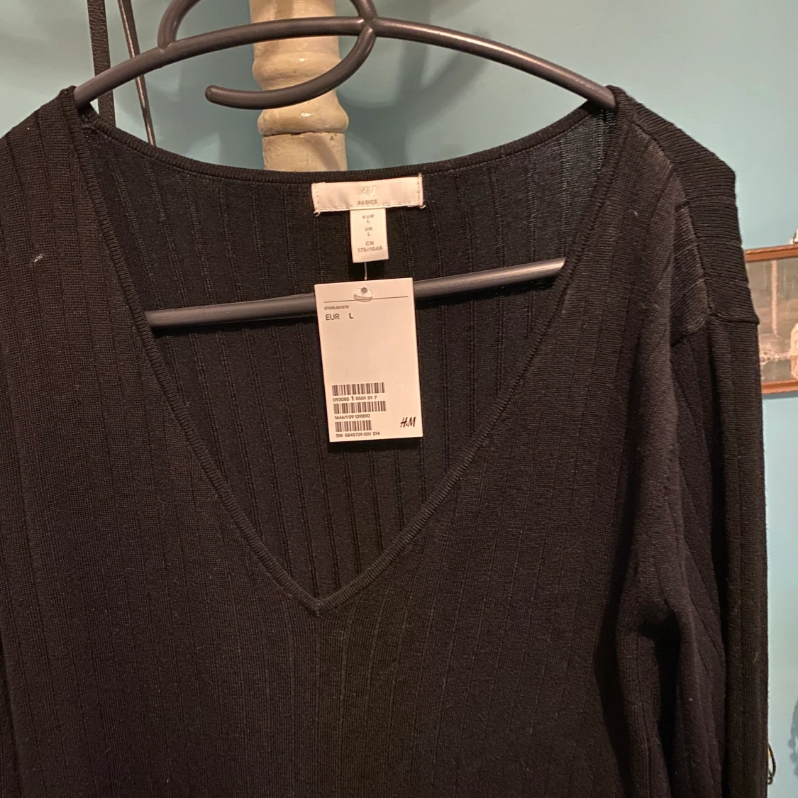 Svart ribbad maxiklänning strl L - 91