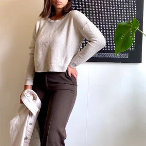 Stickad tröja - Beige stickad tröja