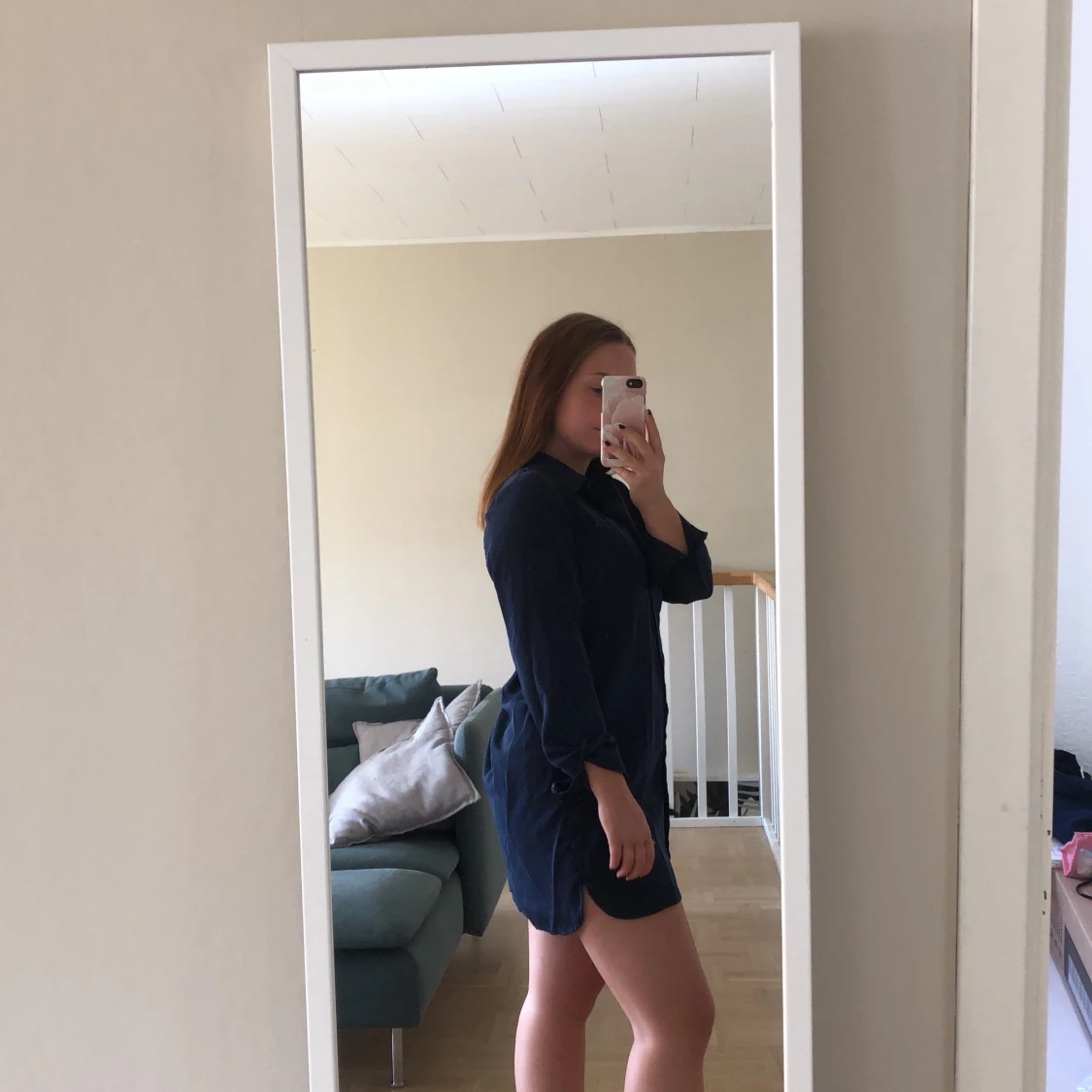 Marinblå skjortklänning - 90