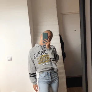 Grå hoodie med tryck  - En grå hoodie från H&M i storlek S. Köpt på plick, för stor för mig därav säljer jag den. Supersnygg och skön! Frakt tillkommer! 