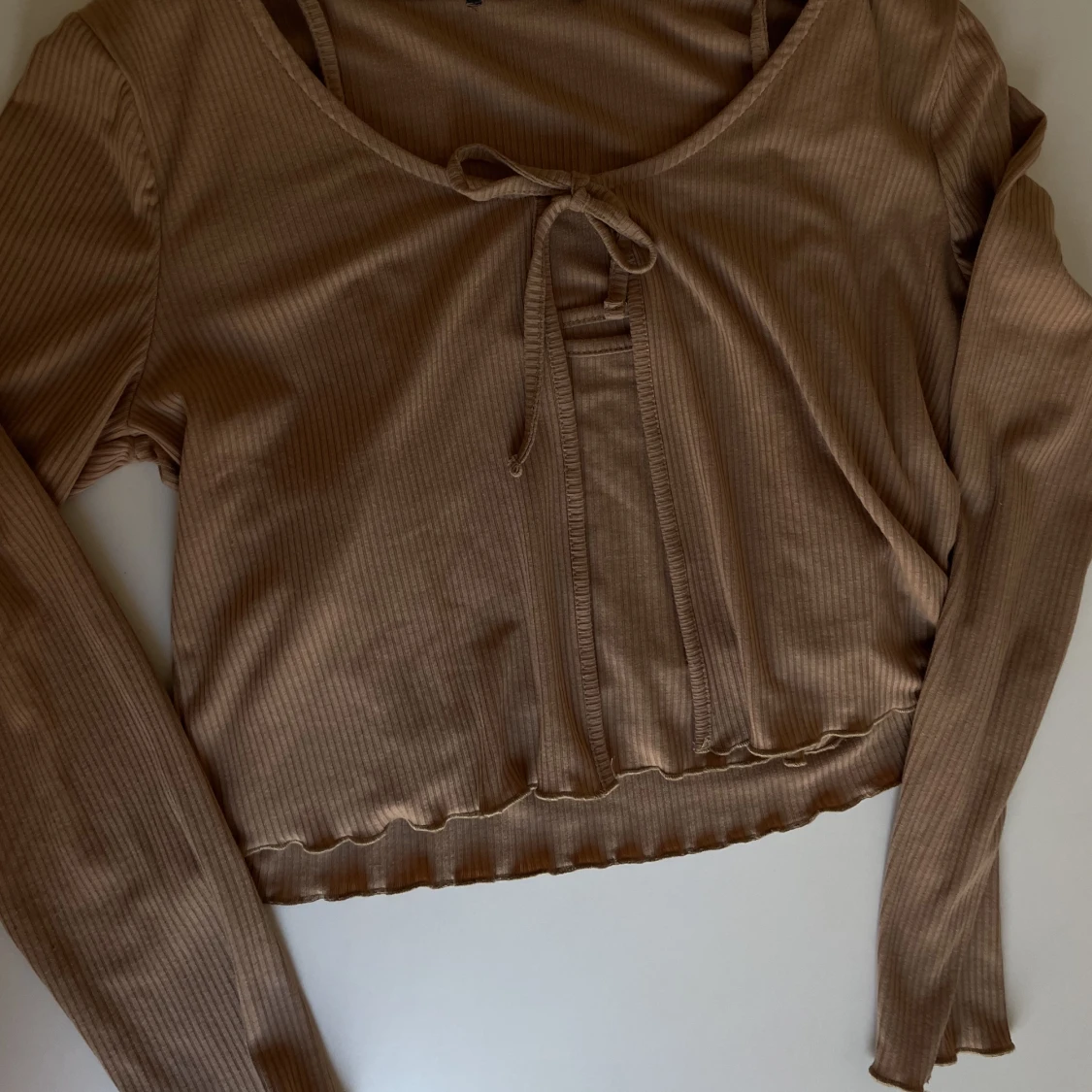 Brun ribbad 2-delad tröja  - 90