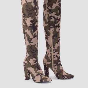 Overknee klackar Camo - Testade inomhus. Storlek 36