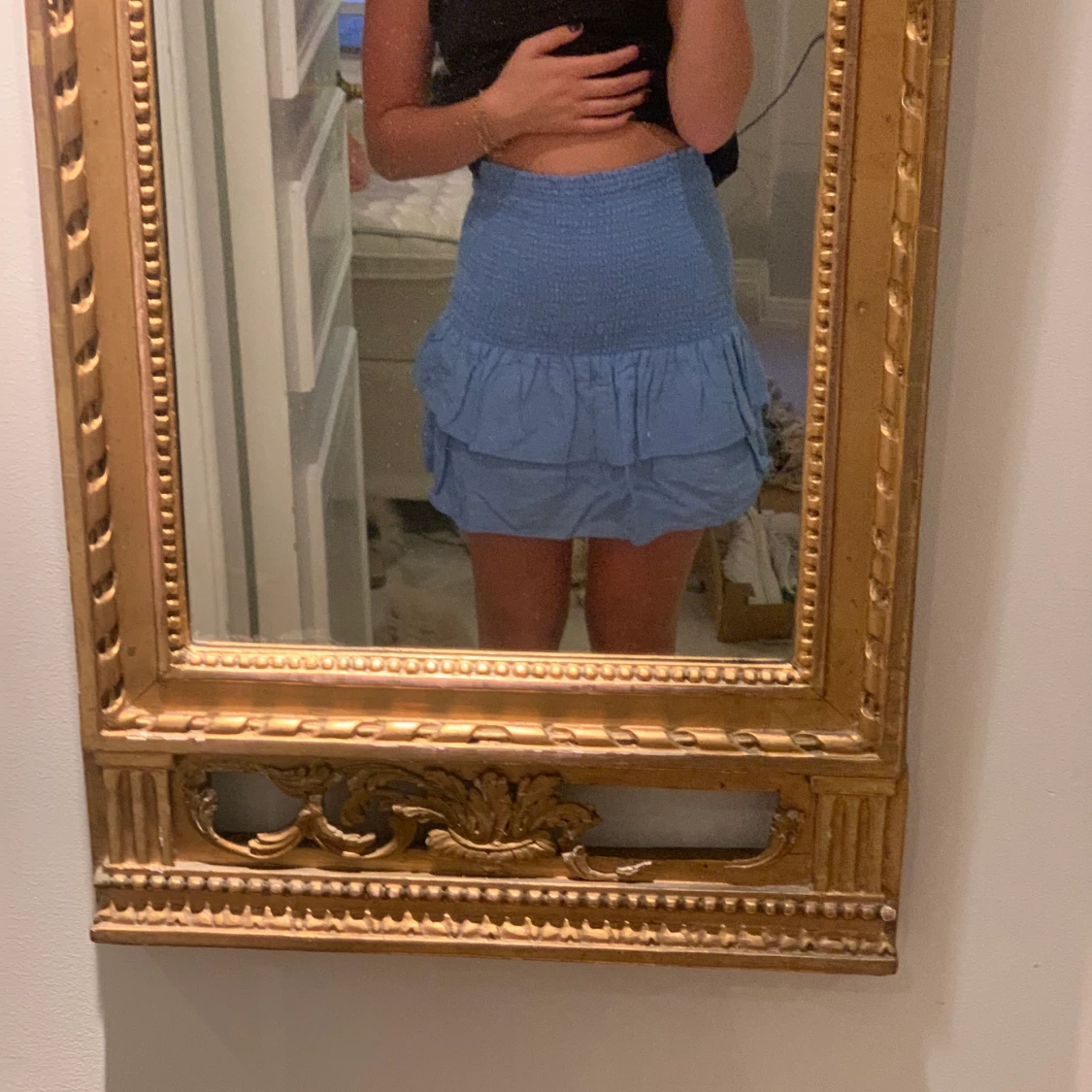 Blå linne kjol - 91