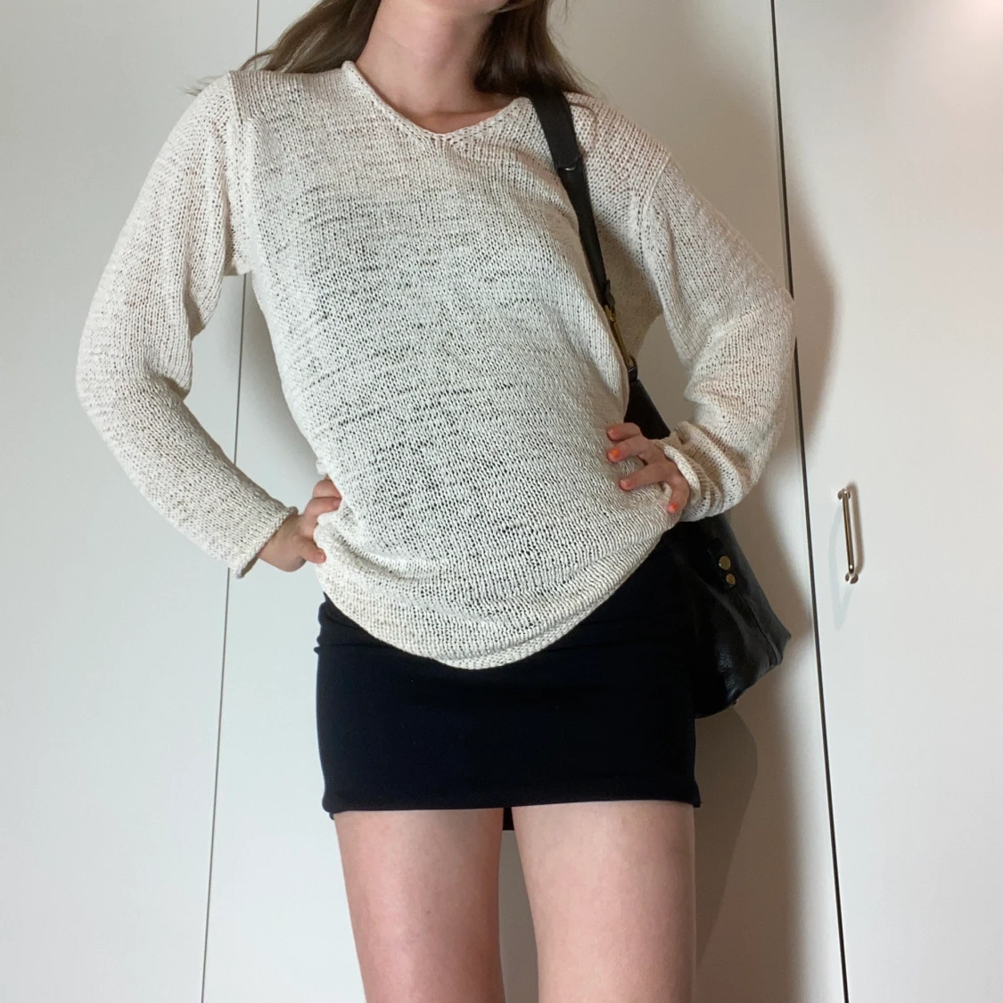 Virkad nättröja i vit 