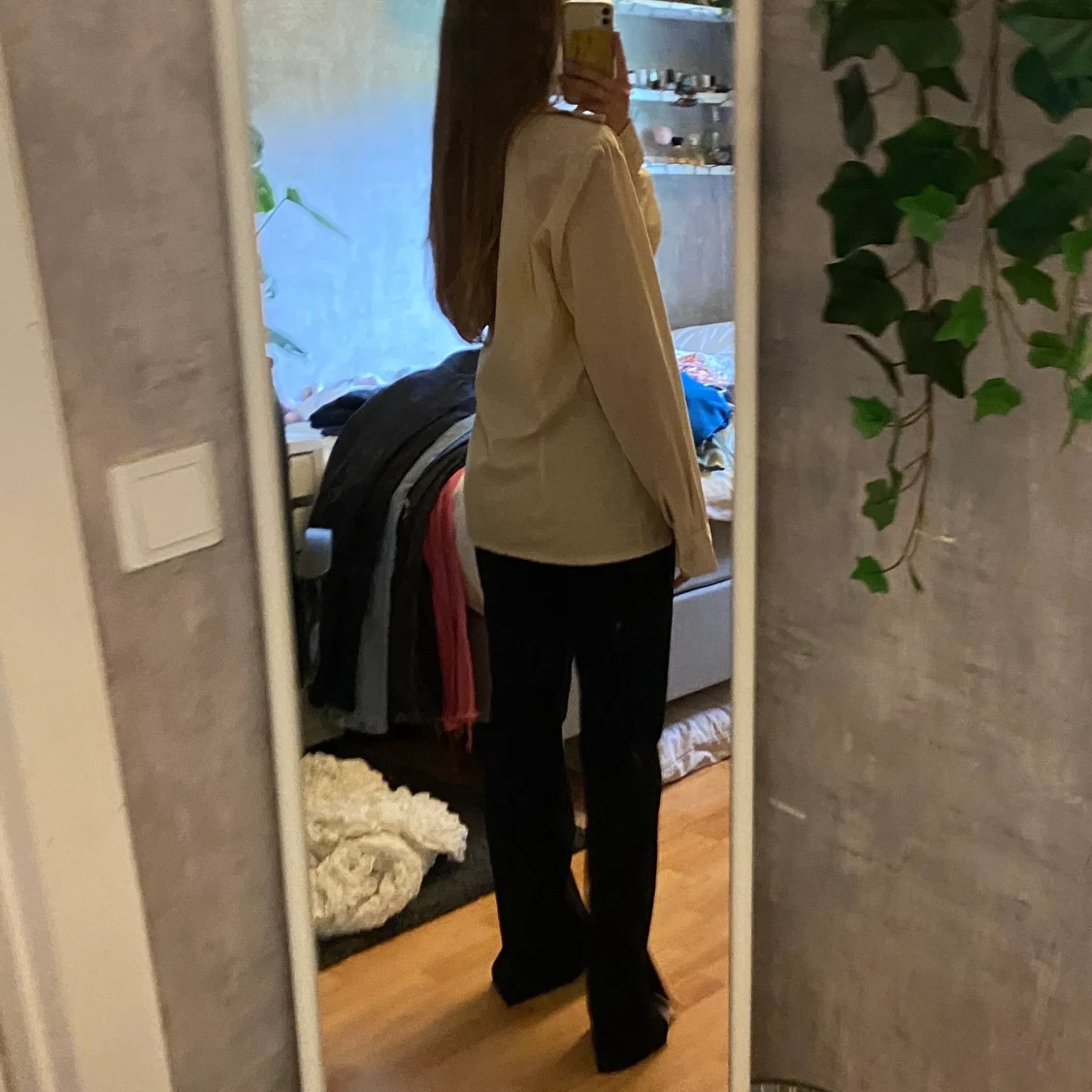 Oversized beige skjorta  - 91