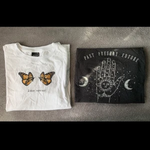 T-shirt Gina Tricot - 2 tshirts från Gina tricot. Den vita är i storlek XS och den gråa i storlek S. Båda är nästan helt oanvända och i bra skick. Den vita har en ljus fläck på magen. 90kr st + frakt eller 140kr för båda + frakt ( frakt cirka 50-70kr)