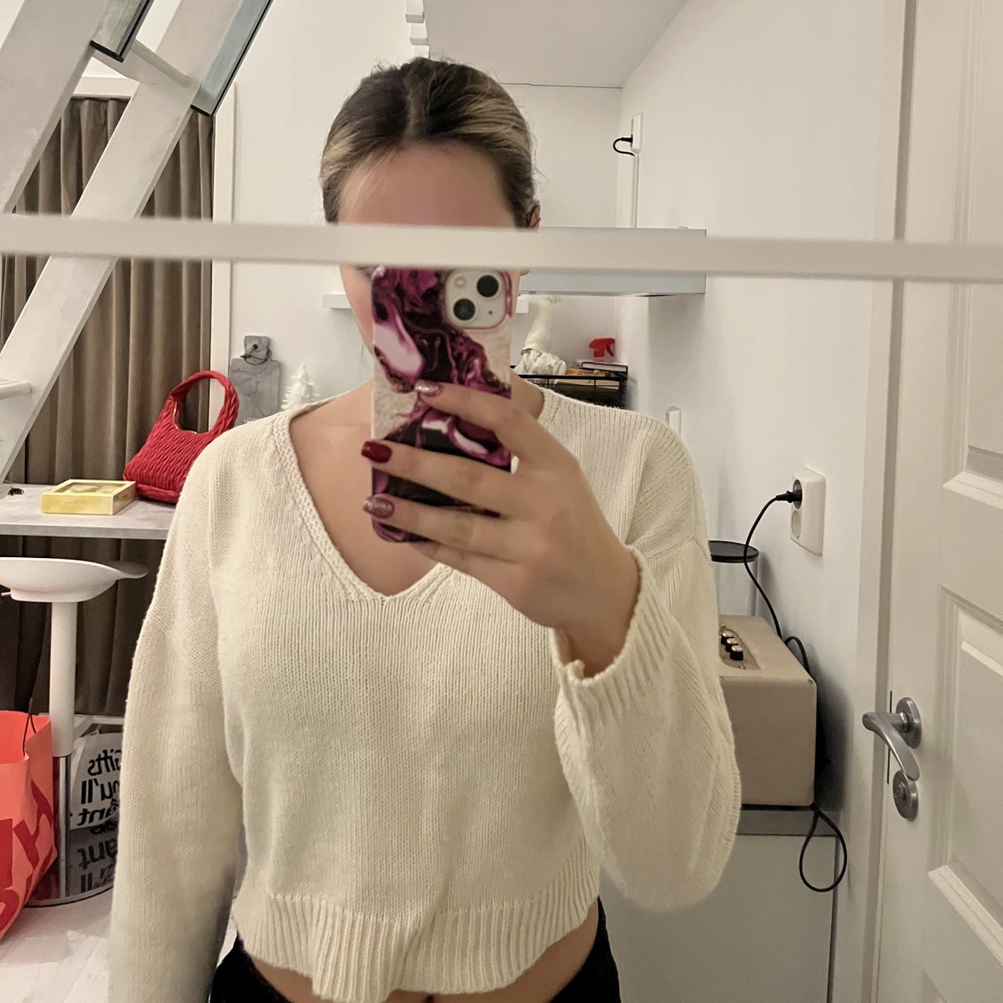 Vit långärmad tröja