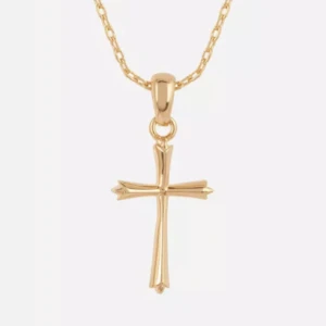 Kors - Ett kors och halsband i 18k guldplätering. Halsbandet är ca 42 cm. Nyskick. Köpte för 500kr, säljer för 450kr+15kr frakt. 