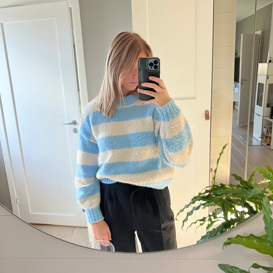 Stickad randig tröja - 90