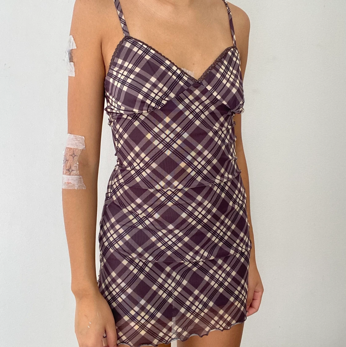 90s/2000s rutig klänning