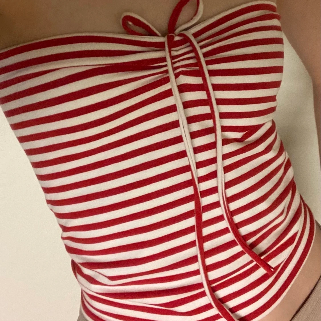 rödrandig bandeau top - 90