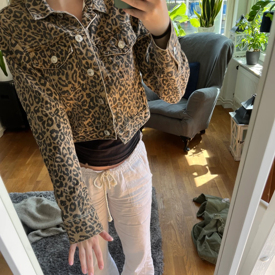 Leopard jeans jacka - 90