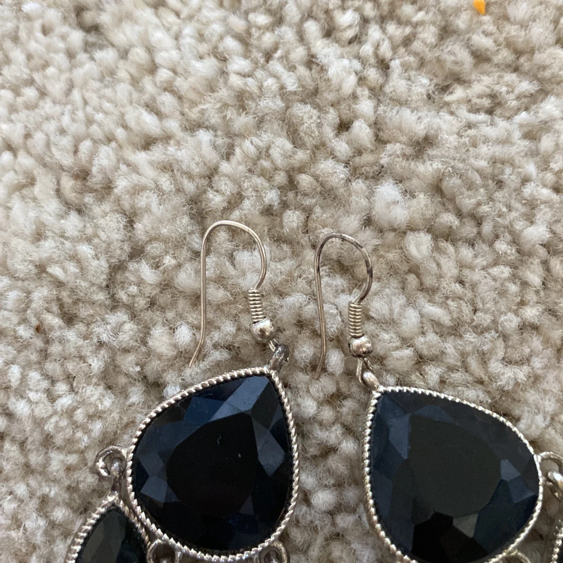 Svarta riktiga kristall örhängen - 90