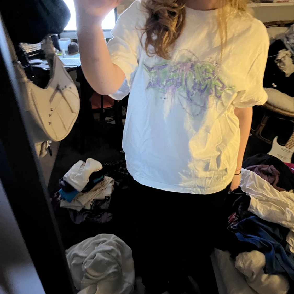 Vit T-shirt med tryck  - 90