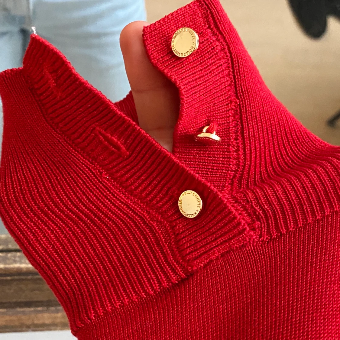Stickad röd tröja - 90