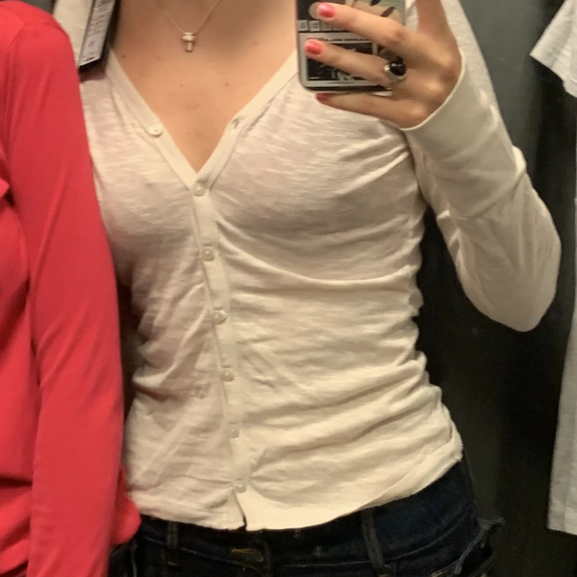 ljusrosa/beige tröja med knappar  - 90