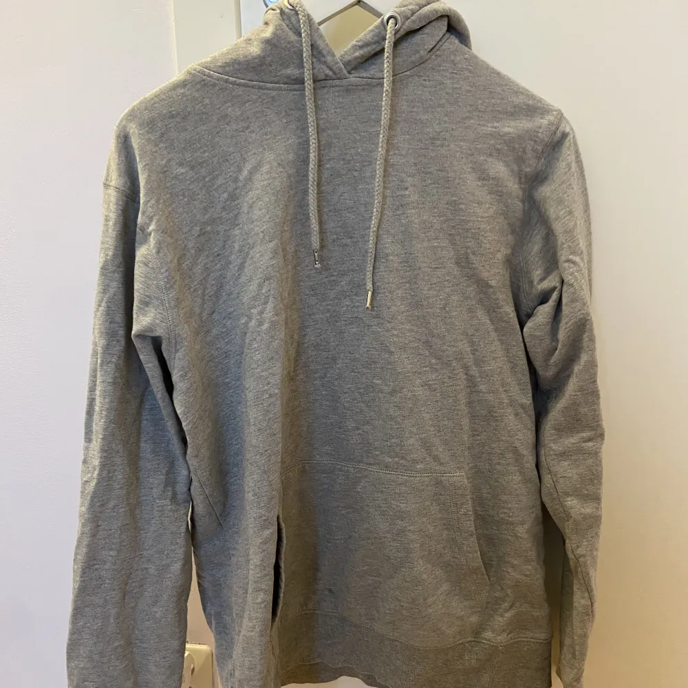 Enkel grå hoodie utan tryck, nästan aldrig använd men köpt för ett tag sen från lager 157! (Har inte kollat frakt än men det borde inte bli så dyrt). Hoodies.