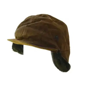 Suede tan leather winter cap - Vintage  Good used condition.   Size small (message for measurement)
